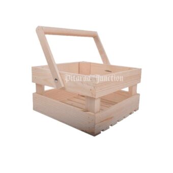 Wooden Square Basket with Handle