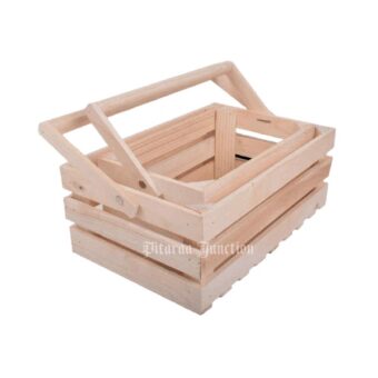 Wooden Basket with Movable Handle