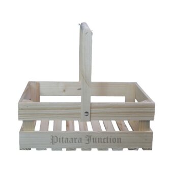 wooden rectangle basket with movable handle