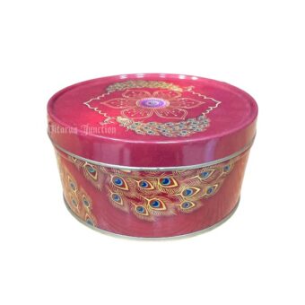 Tin Cookie box - Peacock Feather Design
