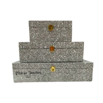 Trunk with Glitter Pattern - Silver Grey