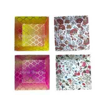 Paper tray bottom - Floral - Pink Gold