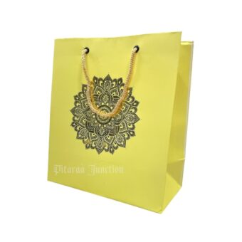Paper bag with mandala print (yellow)