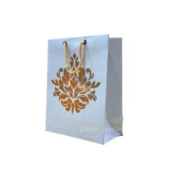 Paper Bag Light blue with Gold leaf design