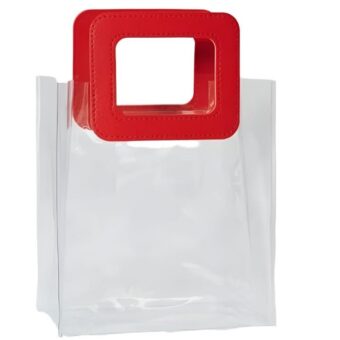 PVC Bags with square leather handle-Transparent