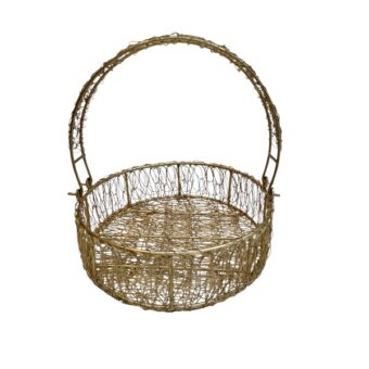 Golden Round Metal Handle Basket